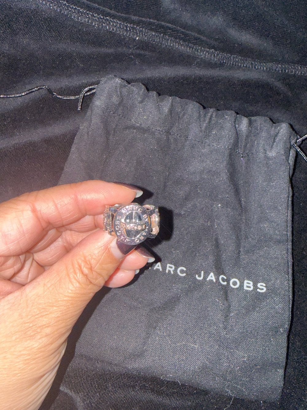 Marc Jacobs Silver Shield Logo Ring - Accessory